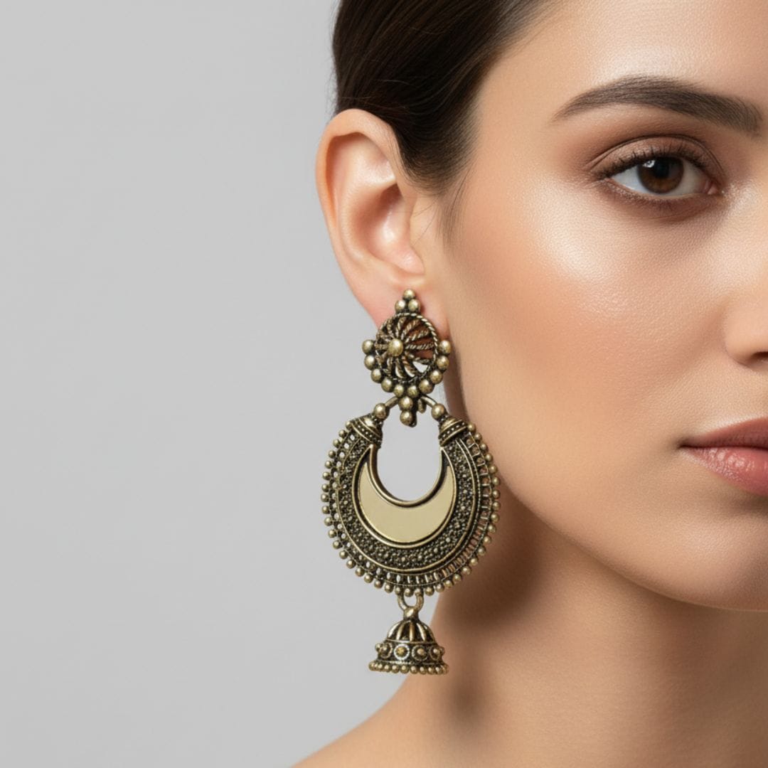 Gold Half Moon Jhumkas