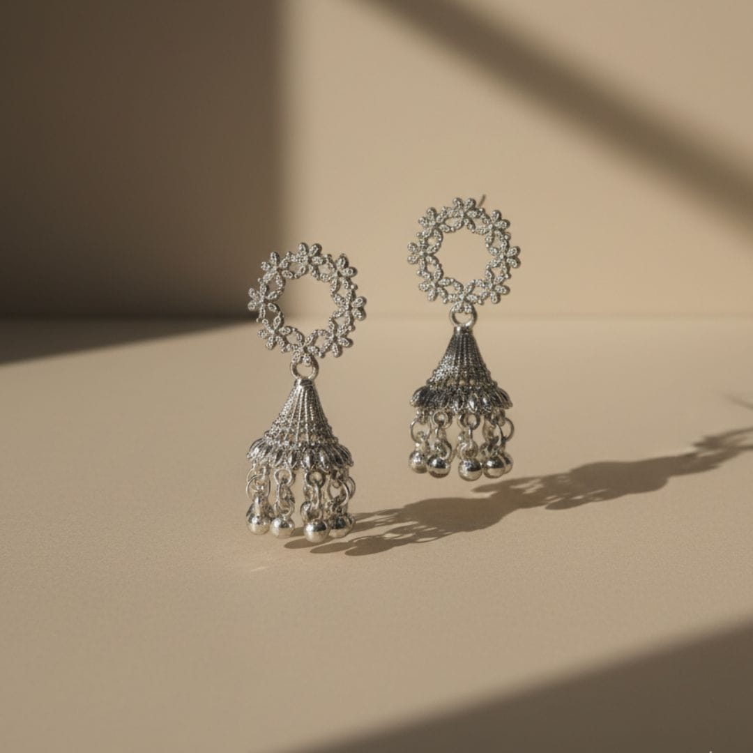 Silver Jhumkas