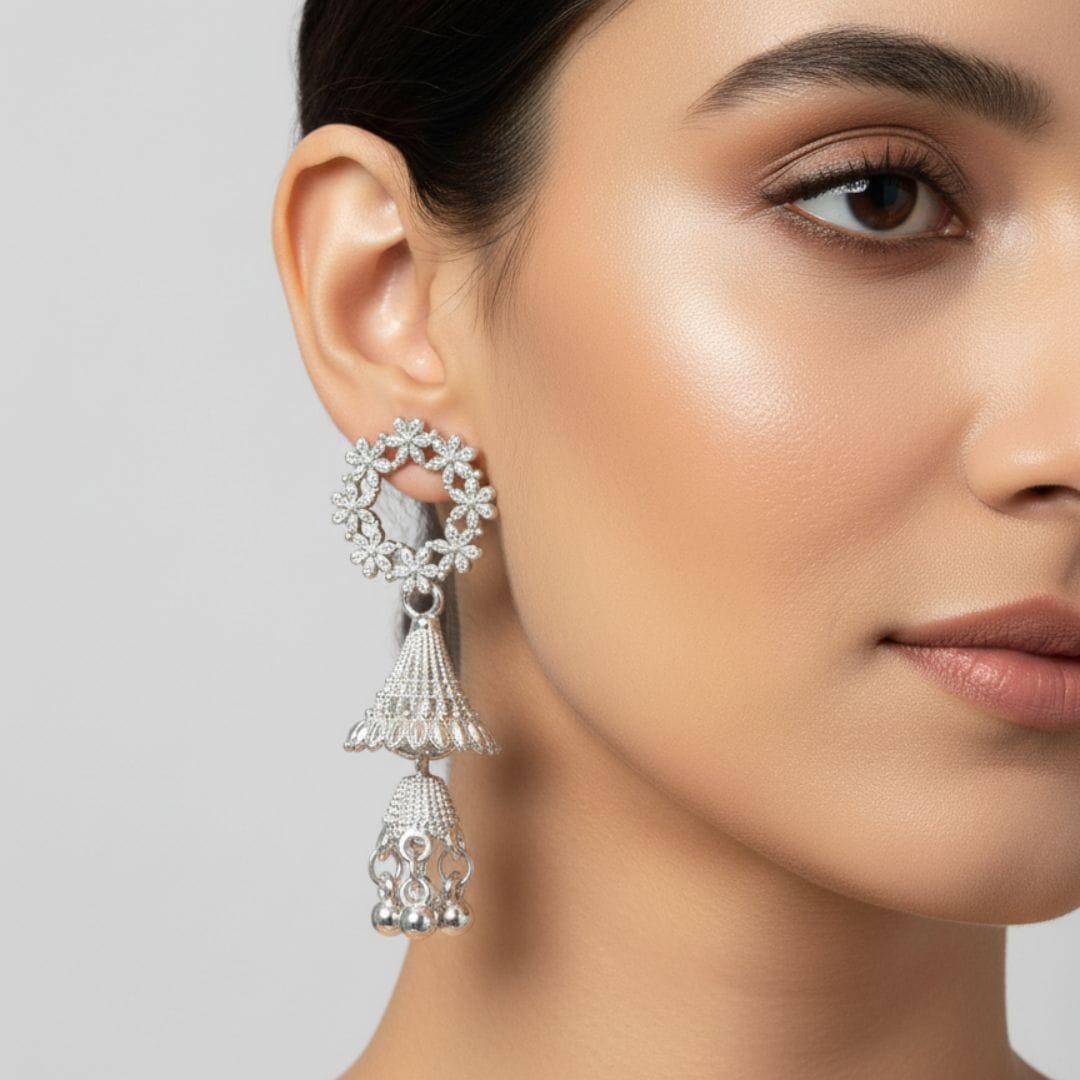 Silver Jhumkas
