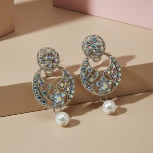 Starburst Crystal and Pearl Earrings