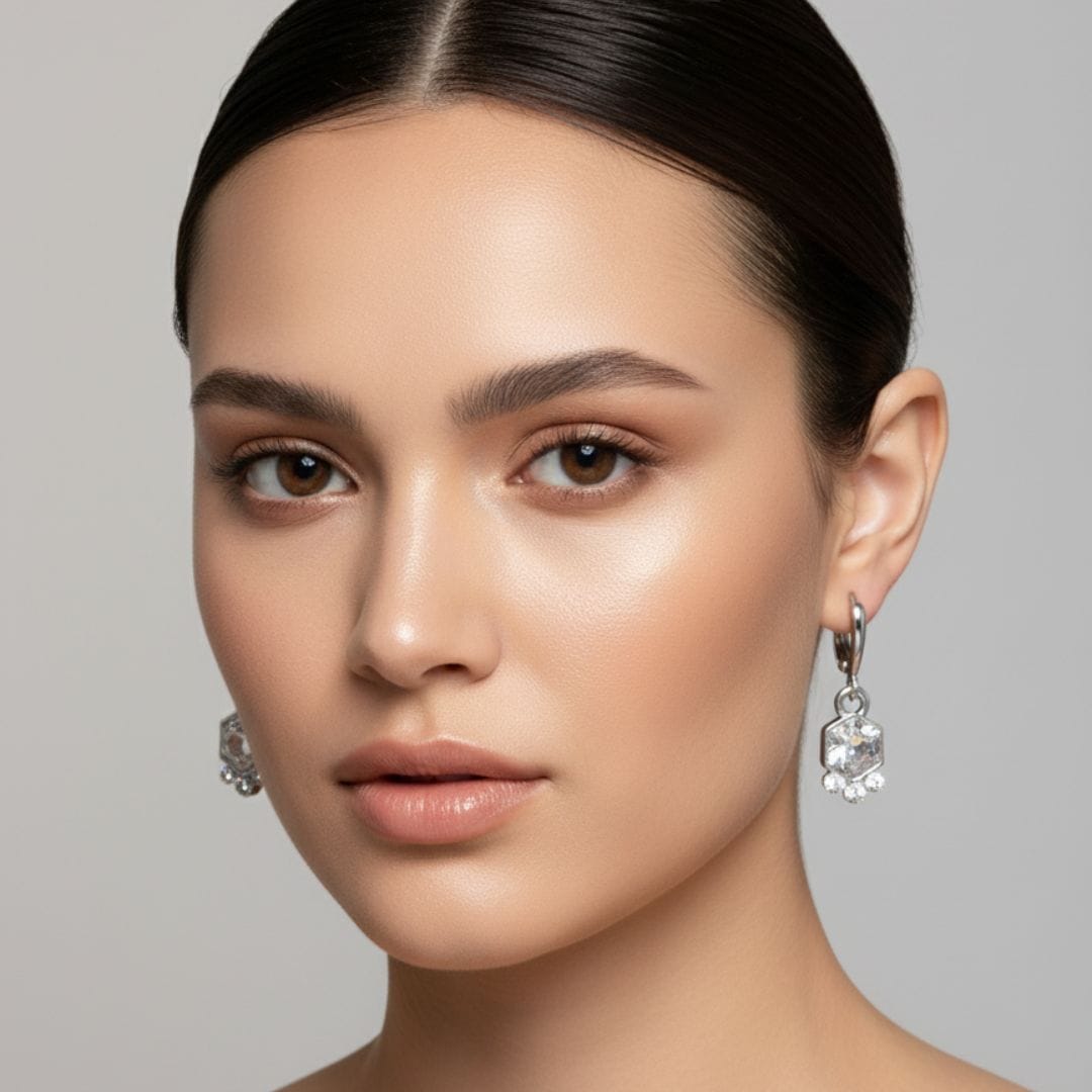 Geometric Hexagon Drop Earrings