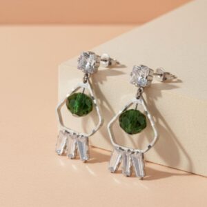 Green Crystal Dangle Earrings