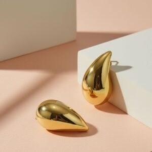 Gold Teardrop Stud Earrings