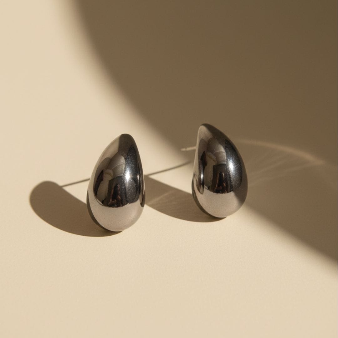 Polished Gunmetal Stud Earrings