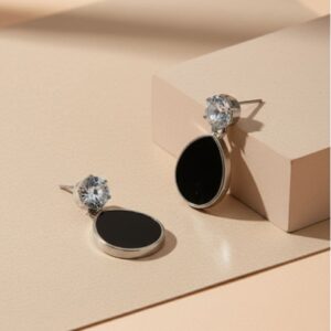 Black and White Stone Teardrop Earrings