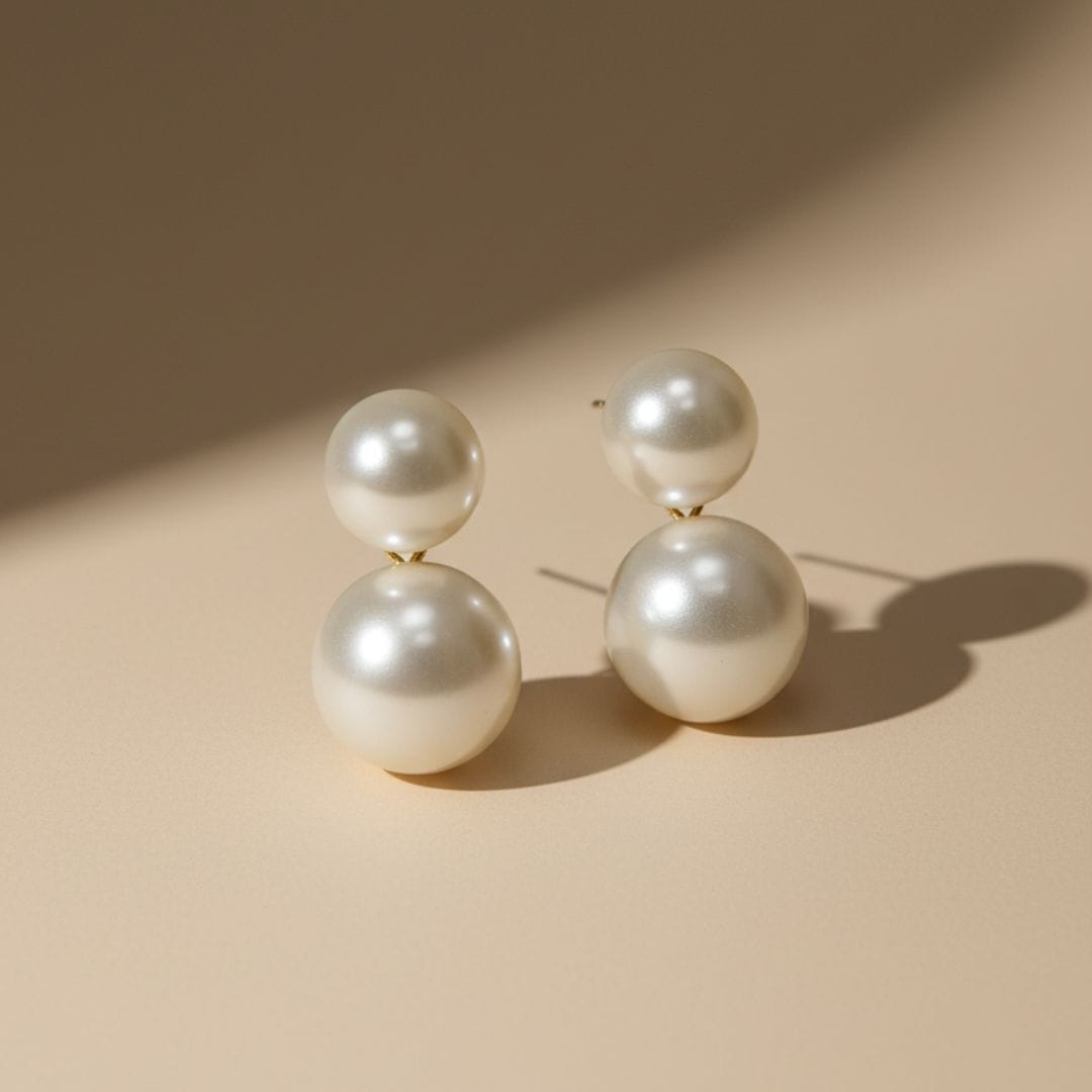 Double Pearl Drop Earrings