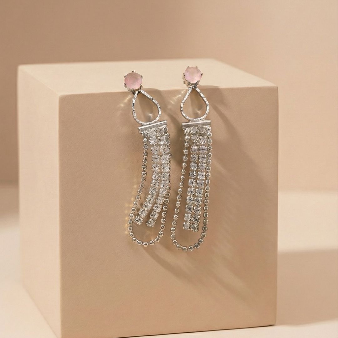 Rose Crystal Cascade Chandelier Earrings