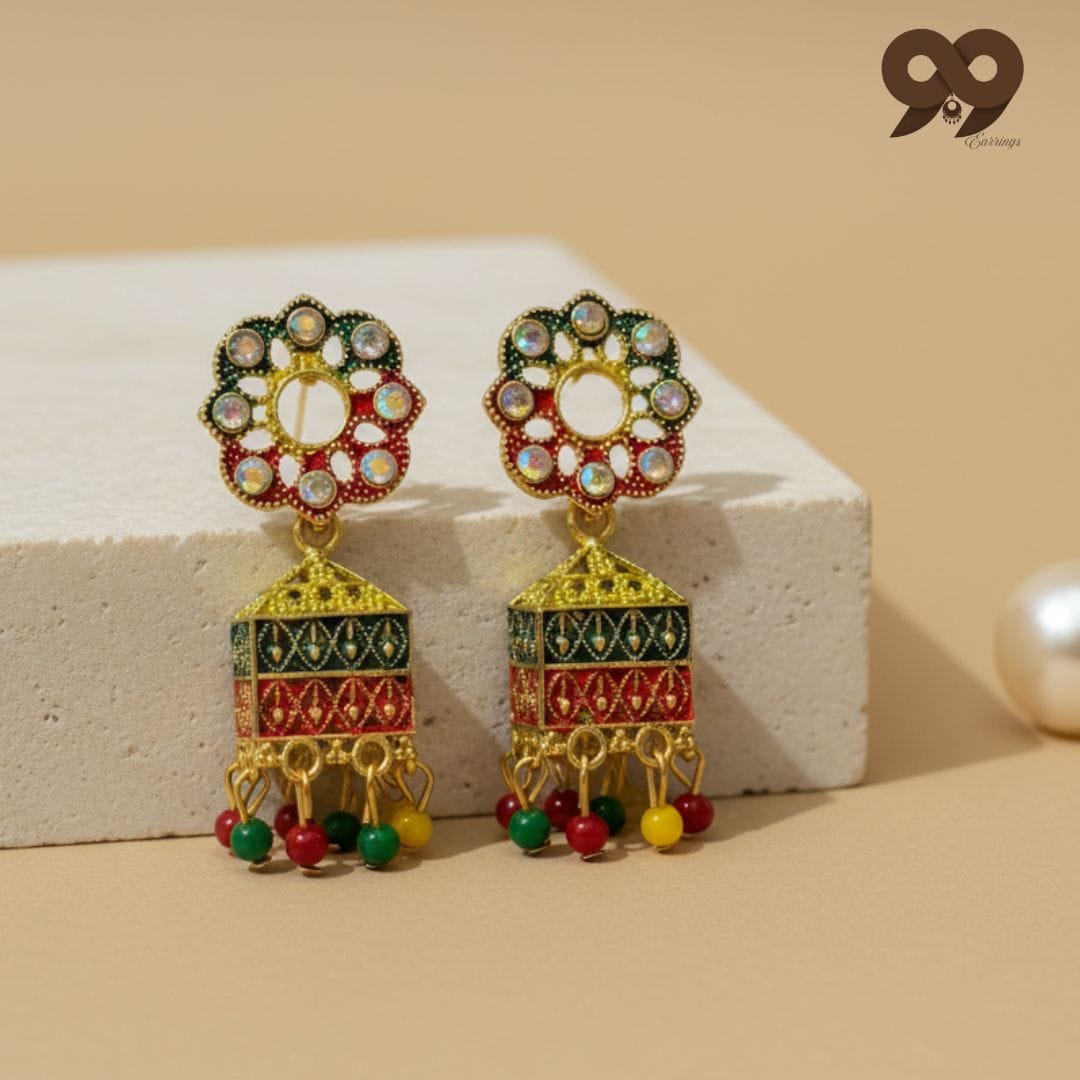 Royal Enamel Box Jhumka Drops