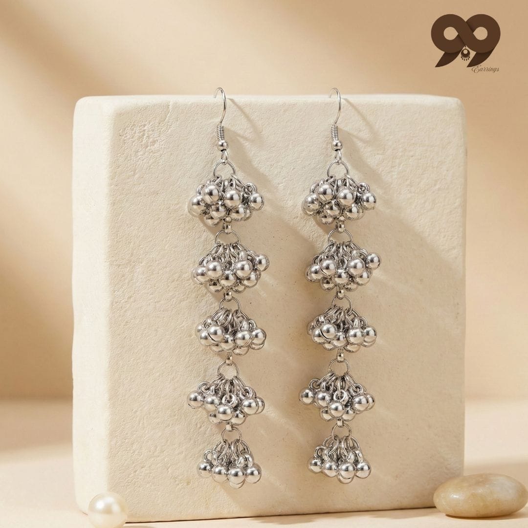 Royal Silver Blossom Five-Tier Cascade Drops