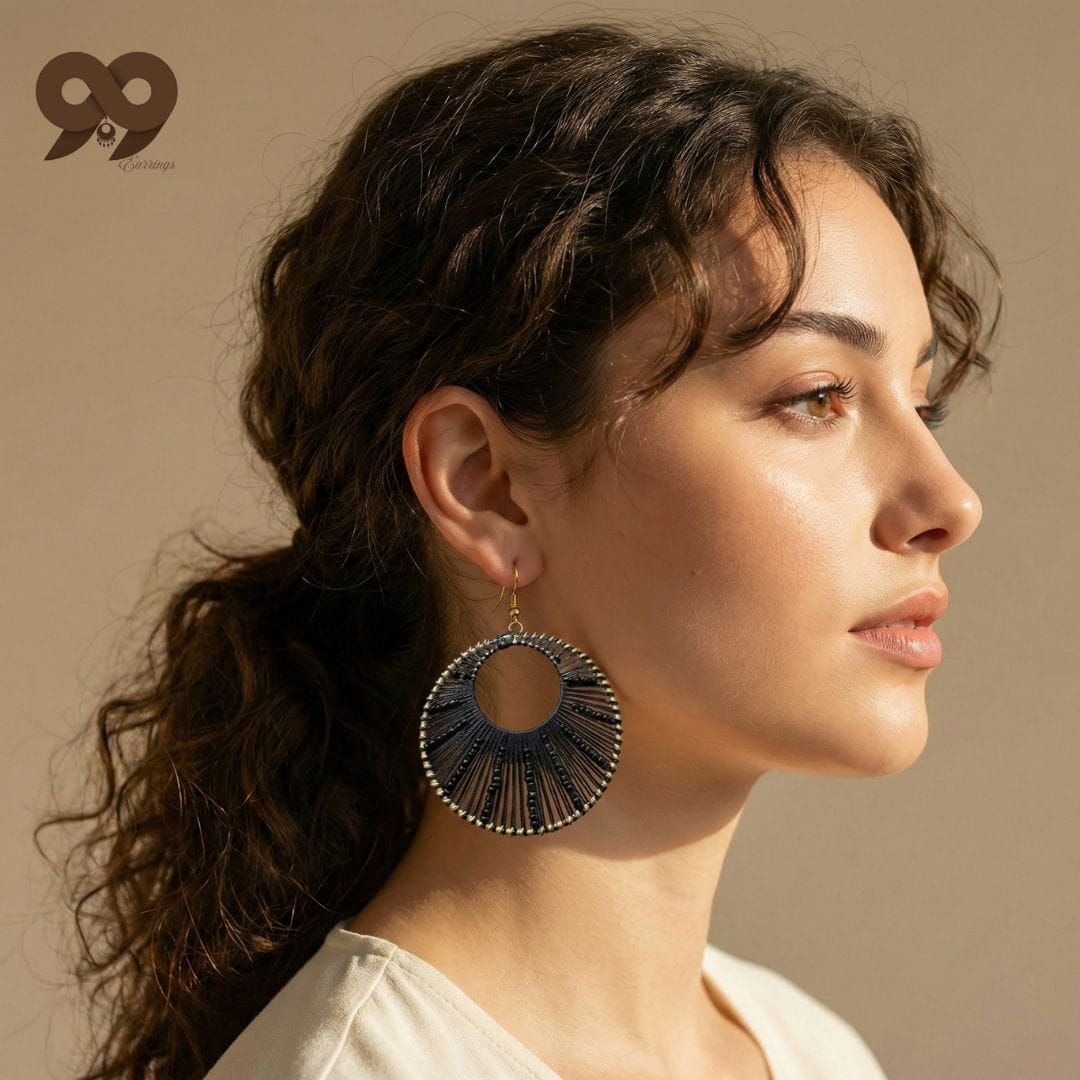 Midnight Bloom Silk-Wrapped Hoops