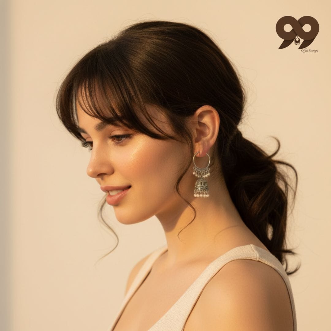 Azure Sky Enamel Long Jhumkas