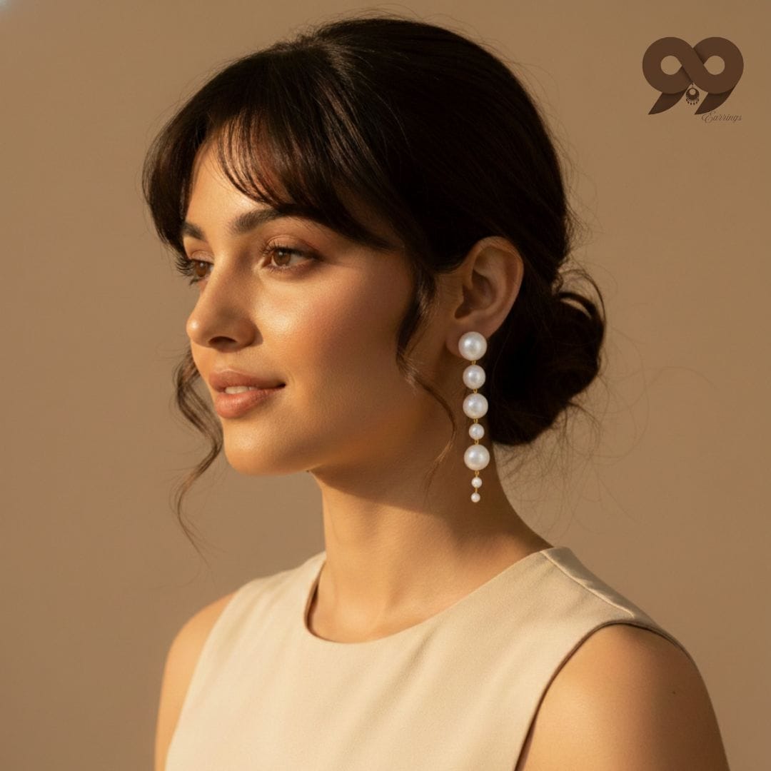 Iridescent Cascading Pearl Drop Earrings