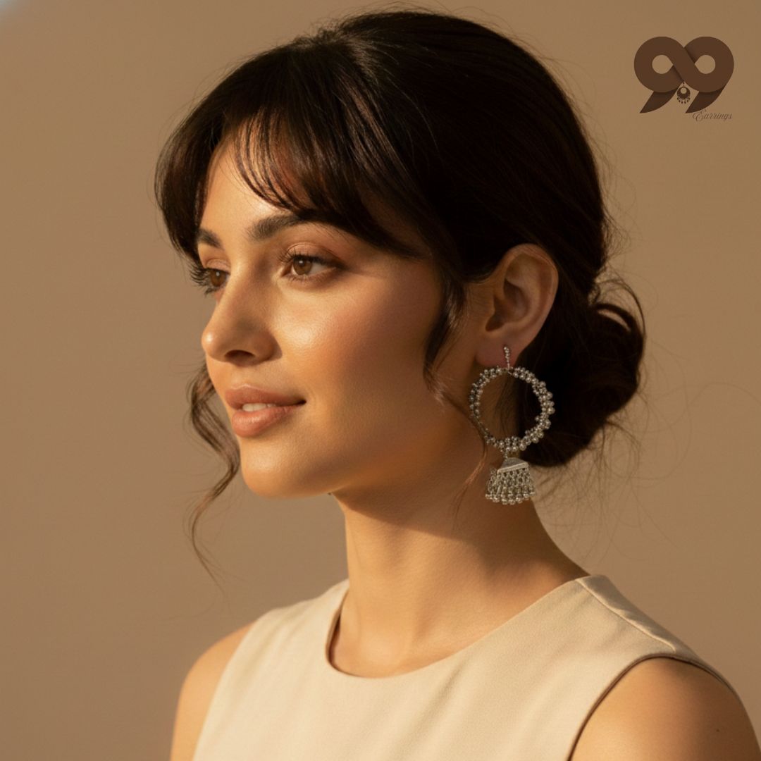 Silver Ghungroo Hoop Jhumka Fusion