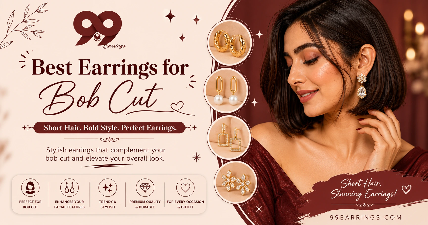 Best Earrings for Bob Cut & Short Hair Earrings Design